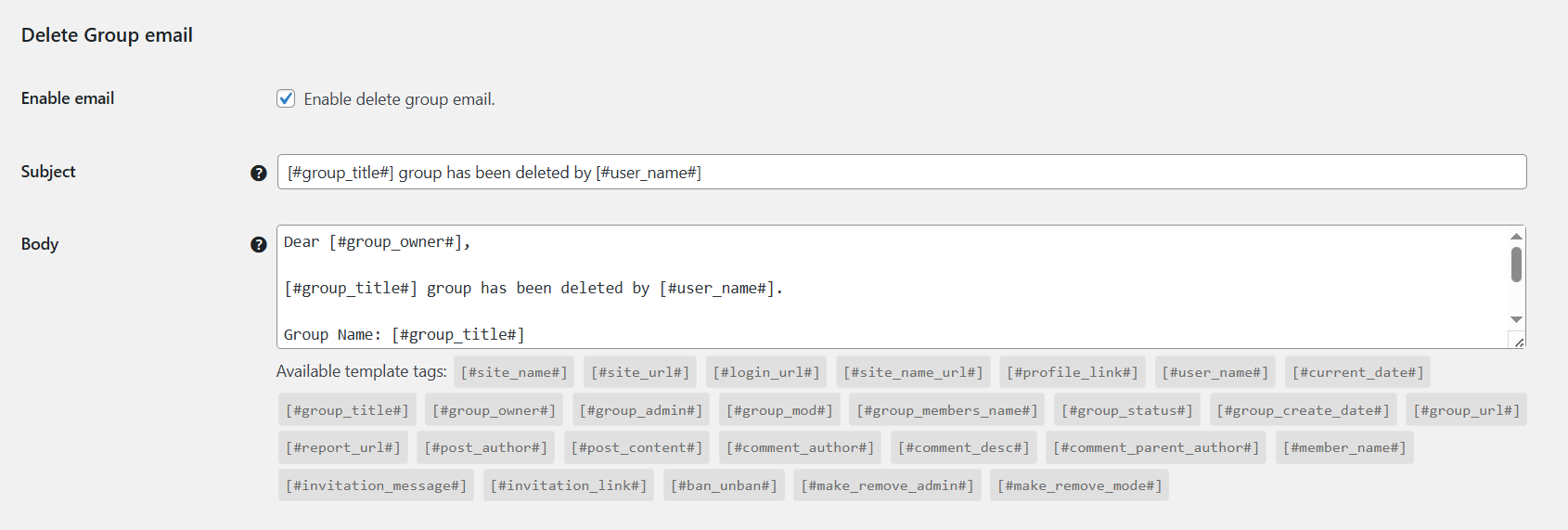 UsersWP Advanced Email Settings