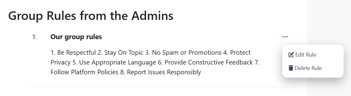 UWP Group Rules Widget Display