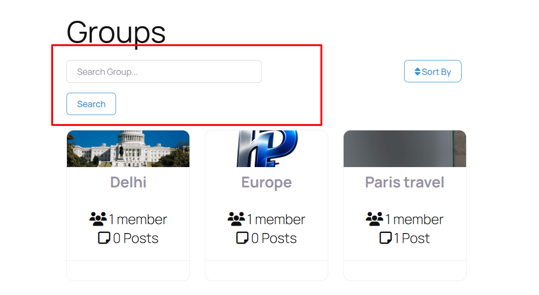 UWP Groups Search Form Widget Display on Groups List Page