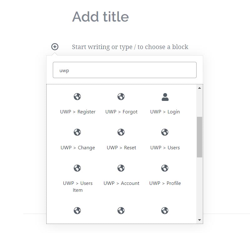 gutenberg blocks uwp