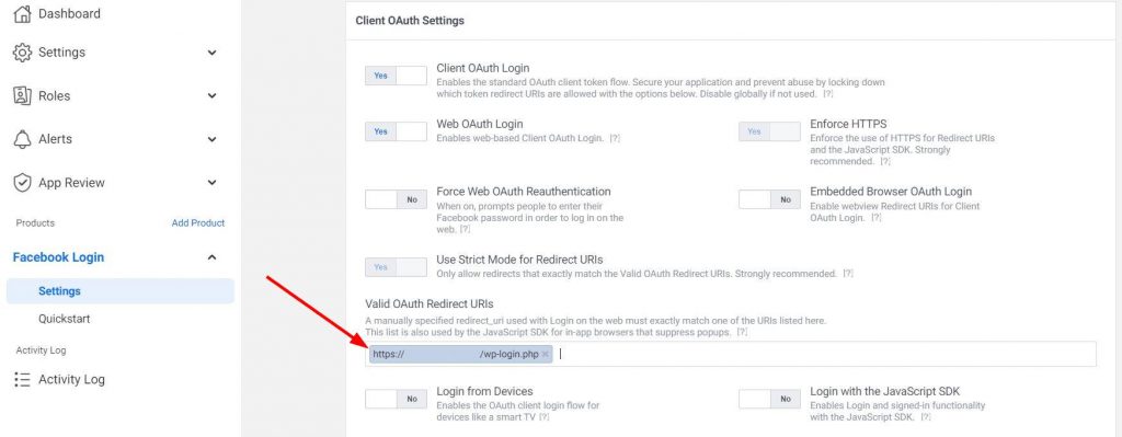 userswp facebook login redirect uri 1
