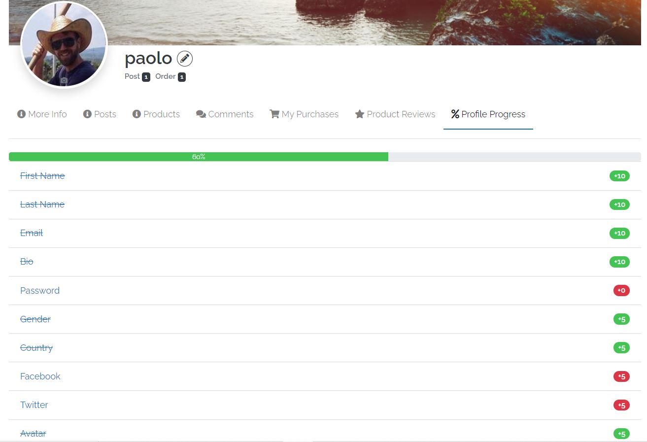 UsersWP profile progress front end