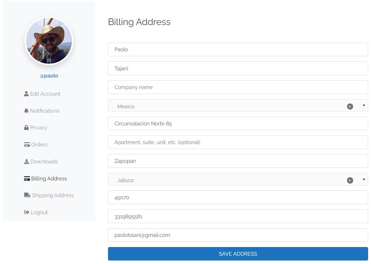 UsersWP WooCommerce account billing address